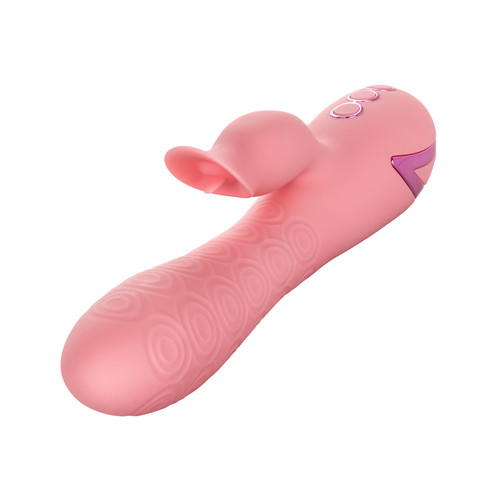 Buy the California Dreaming Pasadena Player 13-function Rechargeable Silicone Rabbit Vibe with Contoured Clitoral Teaser in Pink - Cal Exotics