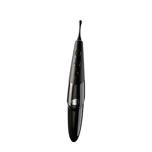 Buy the Zumio e 8-function Rechargeable Clitoral Stimulator with SpiroTIP Elliptical Rotation with Curved Rigid Stem & Teardrop-shaped Tip in Black