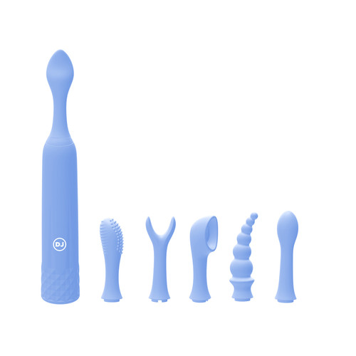 Doc Johnson iVibe Select iQuiver 10-function Rechargeable 7-Piece Silicone Vibrator Set Periwinkle Blue