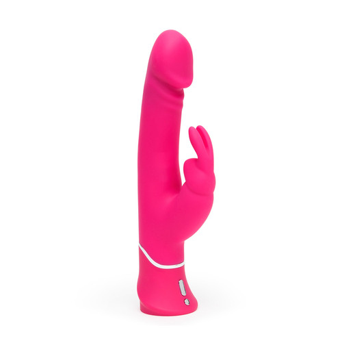 Buy the Happy Rabbit Realistic Dual Density 15-function Rechargeable Liquid Silicone Dual Stimulating Vibrator in Pink - LoveHoney