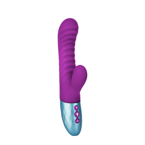 Buy the Delola 8-function Dual Density Rechargeable Liquid Silicone Rabbit Vibrator with Boost Mode in Royal Purple - FemmeFunn Nalone Femme Funn VVole