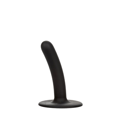 Buy the Boundless Black 4.5 inch Slim Smooth Silicone Dildo with Suction Cup Strap-On Harness curved - CalExotics Cal Exotics California Exotic Novelties