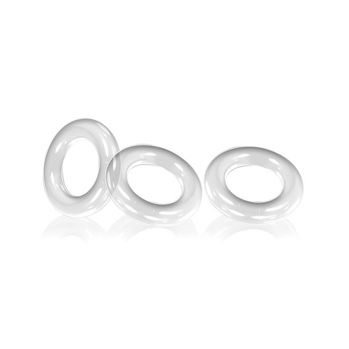 Buy the Willy Rings Super Stretch Stacking C-Rings 3-Piece Cockring Set in Clear shaft balls penis erection enhancer - Blue Ox Designs OXBALLS
