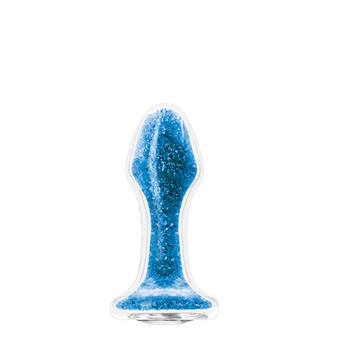 Buy the Glam Premium Clear Glass Anal Plug with Blue Swarovski Crystals & Clear Jewel buttplug - NS Novelties