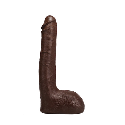 Buy the Signature Cocks Ricky Johnson 10 inch Chocolate Brown Realistic Dual Density UltraSkyn Vac-U-Lock Dildo with Adapter - Doc Johnson
