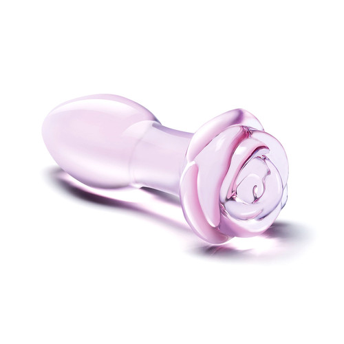 Buy the Glas Rosebud 5 inch Pink Borosilicate Glass Butt Plug flower anal sex - Hustler Electric Eel Lingerie