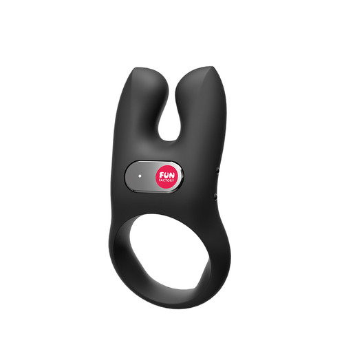 Buy the NŌS NOS 5-function Rechargeable Vibrating Silicone Cock Ring in Black erection enhancer c-ring body massager stimulator - Fun Factory