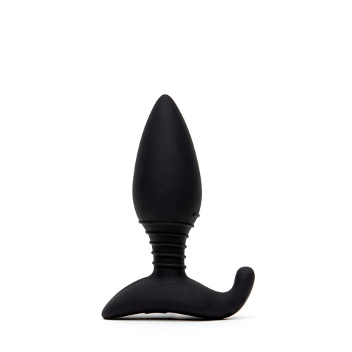 Buy the Hush Medium 1.75 inch wide 7-function App-Controlled Rechargeable Vibrating Silicone Butt Plug in Black - Lovense