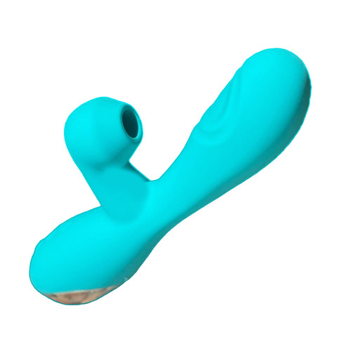 Buy the Alive Caribbean Shine 17-function Rechargeable Silicone Pulsating & Vibrating G-Spot Dual Stimulator with Clitoral Suction in Turquoise Blue - CNEX Adrien Lastic