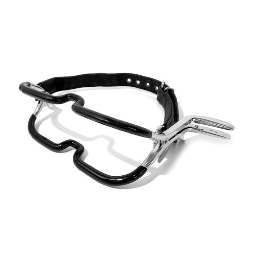 Buy the Jennings Stainless Steel & Silicone Coated Ratchet Style Mouth Gag with Leather Strap - Dallas Novelty