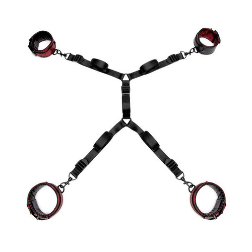 Buy the Fifty Shades of Grey Sweet Anticipation Reversible Black & Red Under Mattress Restraint Set with Cuffs - LoveHoney