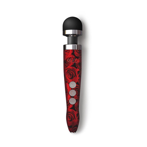 Buy the Diecast 3R Red Rose Pattern No 3 Rechargeable Wireless Vibrating Wand Massager with Screw-On Head Wireless - Doxy Number three