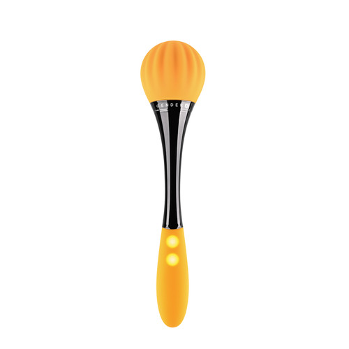 Buy the Gender X Sunflower 10-function Rechargeable Dual Ended Silicone Vibrator in Yellow & Black Chrome - Evolved Novelties