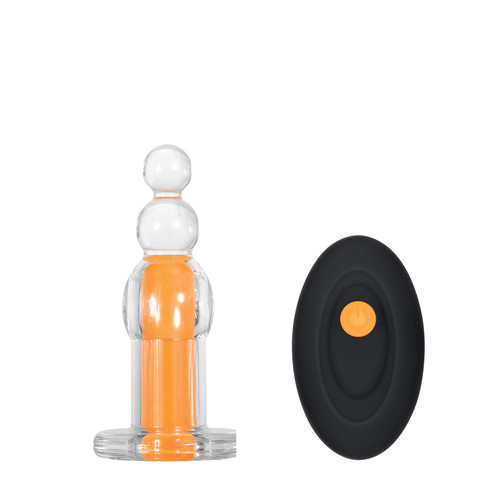 Buy the Gender X Orange Dream Remote Control 10-function Rechargeable Clear Vibrating Beaded Butt Plug - Evolved Novelties