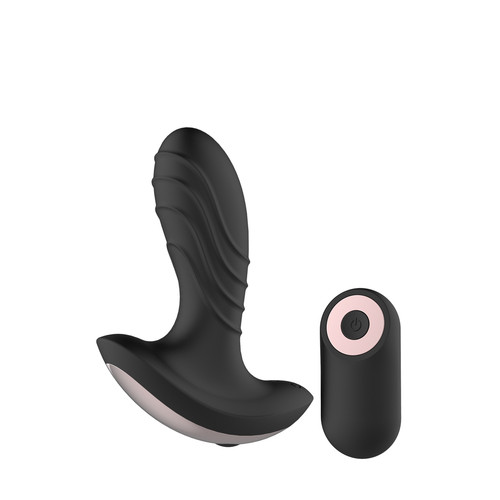 Buy the Gender Fluid Buzz Remote Control 10-function Rechargeable Silicone Anal Vibrator in Black & Rose Gold - Voodoo Toys Thank Me Now, Inc. Shibari 
