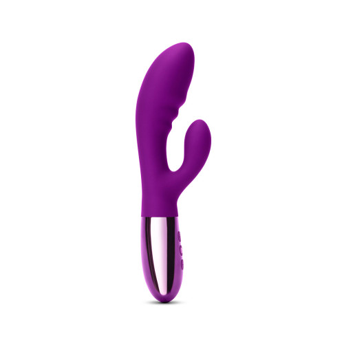 Buy the Le Wand Chrome Collection XO Blend 21-function Rechargeable Dual Motor Silicone Rabbit Vibrator in Dark Cherry - COTR, INC B-vibe