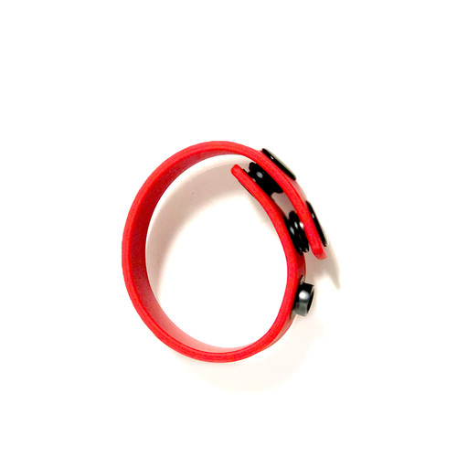 Buy The Boneyard Toys Silicone Cock Strap 3-Snap Ring Cockring Erection Enhancer in Red - Channel 1 Releasing Rascal Boneyard Toys