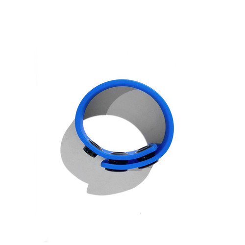 Buy The Boneyard Toys Silicone Cock Strap 3-Snap Ring Cockring Erection Enhancer in Blue - Channel 1 Releasing Rascal Boneyard Toys