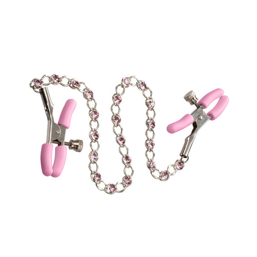 Buy the Nipple Play Pink Crystal Chain Nipple Clamps with Jewels Nipple Jewelry - Cal Exotics CalExotics California Exotic Novelties