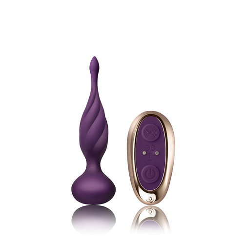 Buy the Petite Sensations Discover Remote Control 10-function Rechargeable Vibrating Silicone Butt Plug in Purple & Rose Gold - Rocks Off Limited UK