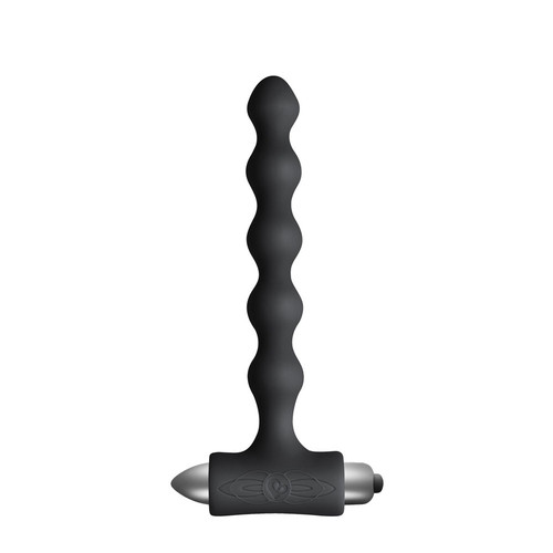 Buy the Petite Sensations Pearls 7-function Vibrating Silicone Anal Beads in Black & Silver - Rocks Off Limited UK