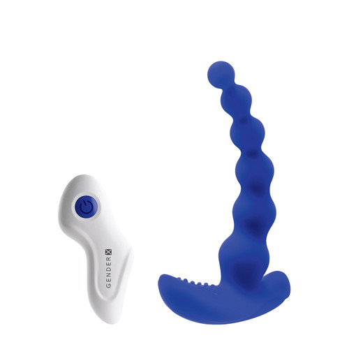 Buy the Gender X Beaded Pleasure 10-function Remote Control Rechargeable Silicone Vibrating Anal Beads in Blue - Evolved Novelties