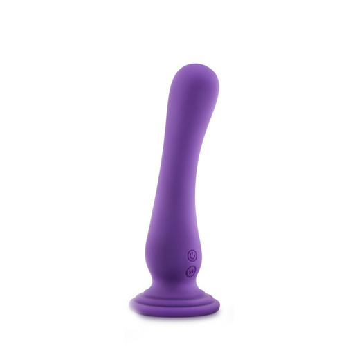 Buy the Impressions Ibiza 10-function Rechargeable Curved Silicone Dildo with Suction Cup in Plum Purple - Blush Novelties