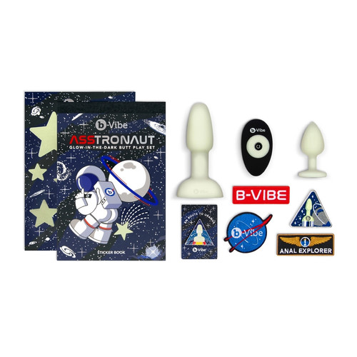 Buy the ASStronaut Glow-in-the-Dark Butt Play 10-piece Set anal rimming plug Play Guide stickers stars - b-Vibe