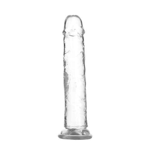 Buy the Crystal Addiction Clear 9 inch Realistic Dildo with Suction Cup & Bonus PowerBullet Vibe - BMS Enterprises