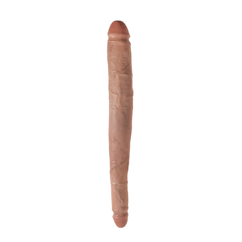 Buy the King Cock 16 inch Tapered Double Dildo Realistic Dual-Ended Dong in Caramel Tan Flesh - Pipedream Products made in the USA