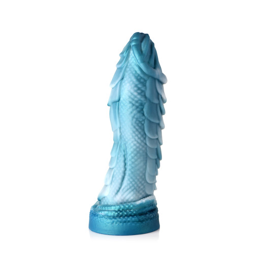 Buy the Sea Serpent Blue Scaly Silicone Dildo with Suction Cup base 8 Inch - XR Brands Creature Cocks