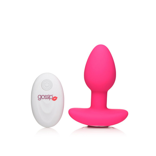 Buy the Gossip Pop Rocker 10-function Remote Control Rechargeable Silicone Vibrating Butt Plug in Magenta Pink - Curve Novelties