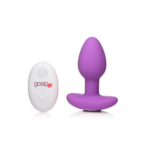 Buy the Gossip Pop Rocker 10-function Remote Control Rechargeable Silicone Vibrating Butt Plug in Violet Purple - Curve Novelties