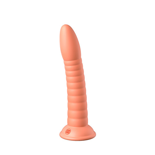 Buy the Dillio Platinum Wild Thing 7 inch Ribbed Silicone Dildo in Peach - Pipedream Products