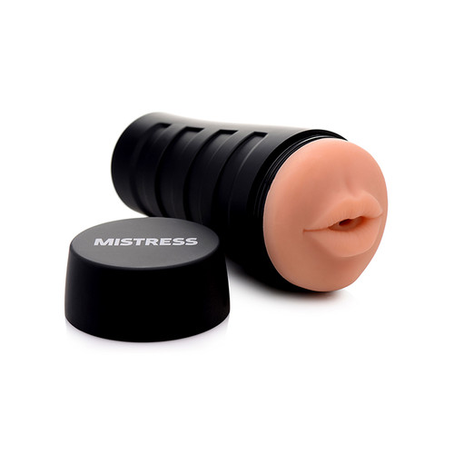 Buy the Mistress Karla Realistic Deluxe Oral Mouth Stroker Male Masturbator in Medium Caramel Flesh - Curve Novelties