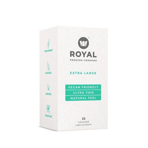 Buy the Royal Condom Extra Large Ultra Thin Vegan Latex Condoms 20-Pack - M3 Global Enterprises LLC DBA: Royal Intimacy