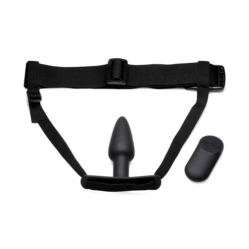 Buy the Bum-Tastic 11-function Remote Control Silicone Anal Plug With Harness in Black - XR Brands Master Series