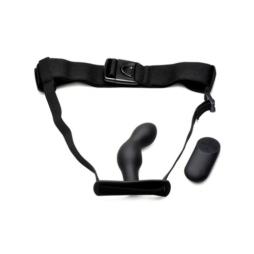 Buy the P-Spot Plugger 11-function Remote Control Silicone Prostate Anal Plug With Harness in Black - XR Brands Master Series Buy the P-Spot Plugger 11-function Remote Control Silicone Prostate Anal Plug With Harness in Black - XR Brands Master Series