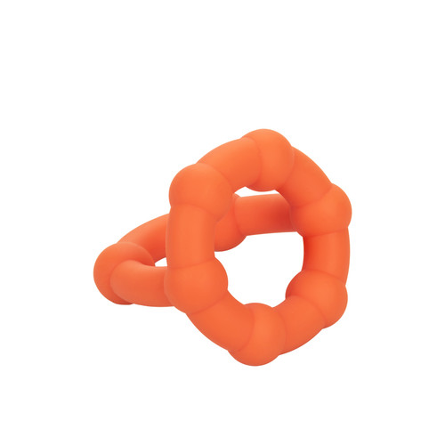 Buy the Alpha Liquid Silicone All Star Beaded Cock & Ball Ring Erection Enhancer in Orange - CalExotics Cal Exotics California Exotic Novelties