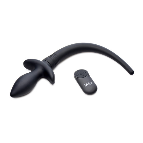 Buy the Tailz 9-function Remote Control Wagging & Vibrating Silicone Puppy Tail Anal Plug in Black - XR Brands Master Series