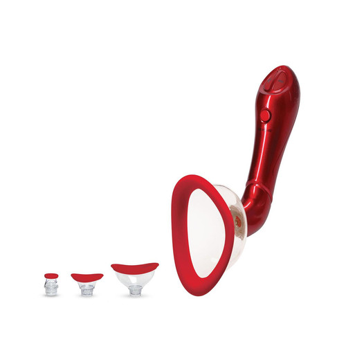 Buy The Bloom Limited Edition 14-function Rechargeable Automatic Vibrating Intimate Body Pump 4-piece Kit in Red hands-free vulva Labia nipple clitoris - Doc Johnson
