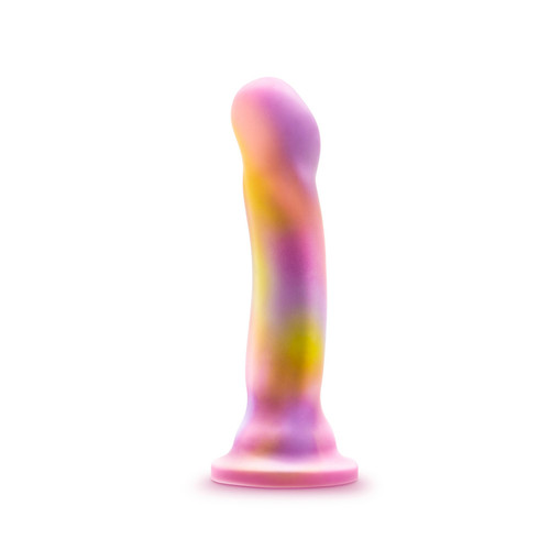 Buy the Avant Sun's Out Dual Density Silicone Dildo in Pink Purple Orange Yellow Ombre - Blush Novelties