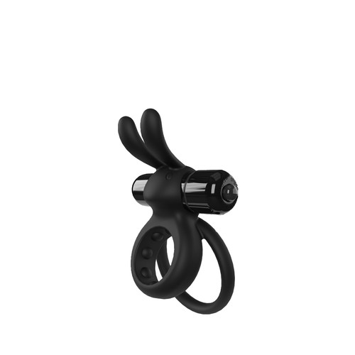 Buy the OHare 4B OHare 5-Function Vibrating Silicone Rabbit Double Love Ring in Black - The Screaming O