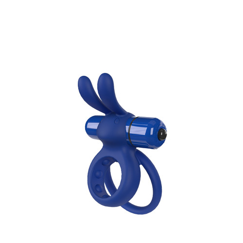 Buy the OHare 4B OHare 5-Function Vibrating Silicone Rabbit Double Love Ring in Blueberry - The Screaming O