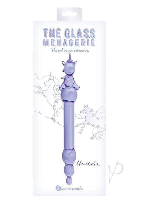 ICON BRANDS-Glass Menagerie Unicorn Glass Dildo Purple