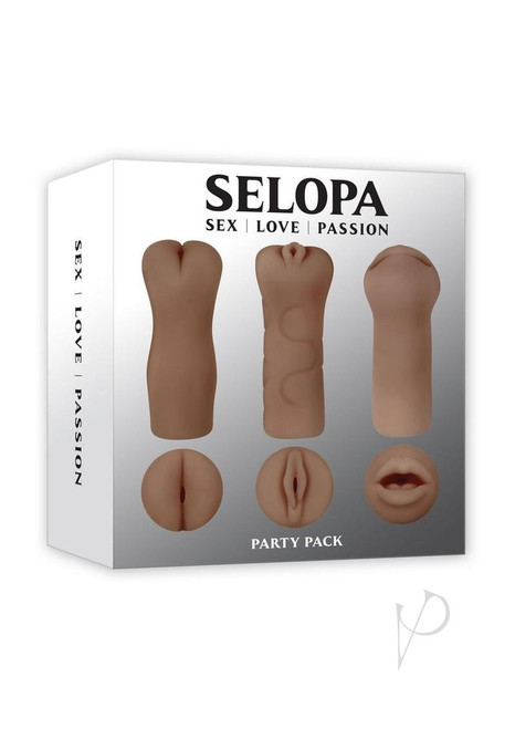 Selopa Party Pack Oral, Vaginal and Anal Strokers (3 per Pack) - Chocolate