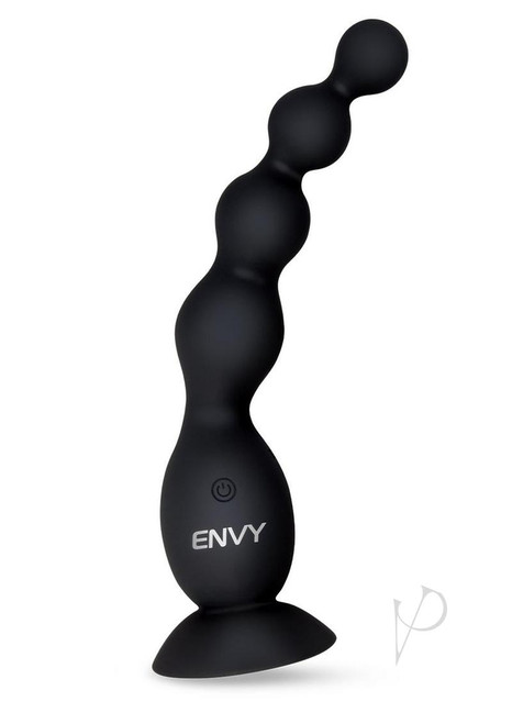 Envy Toys Remote Controlled Flexi Beads Rechargeable Silicone Vibrating Anal Beads with Suction Base - Black