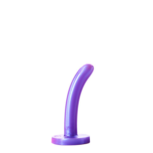 Buy the Silk Small Smooth Curved Silicone Dildo in Lavender Purple O-ring Strap-on harness ready - Tantus Inc