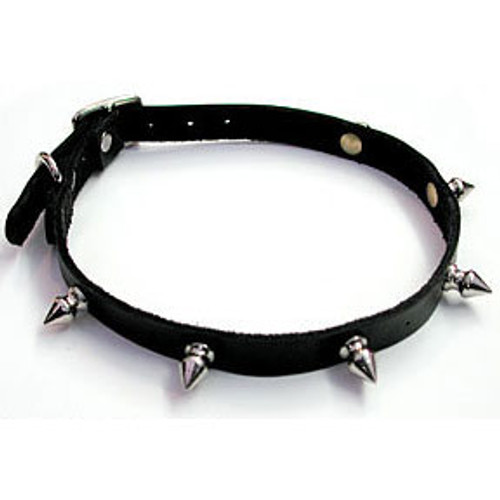 Spiked Leather Choker With D-Ring Small