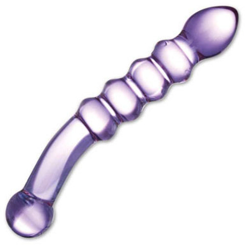 Glas Glass Naturals Purple Rain Ribbed Dildo